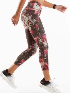 Women Title Nine Bottoms Finder>Mad Dash Reversible Crop Tights - Glacier Meadows
