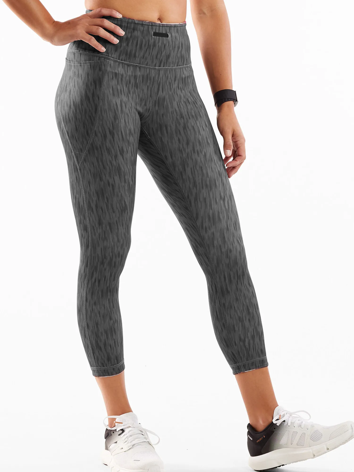 Women Title Nine Bottoms Finder>Mad Dash Reversible Crop Tights - Glacier Meadows