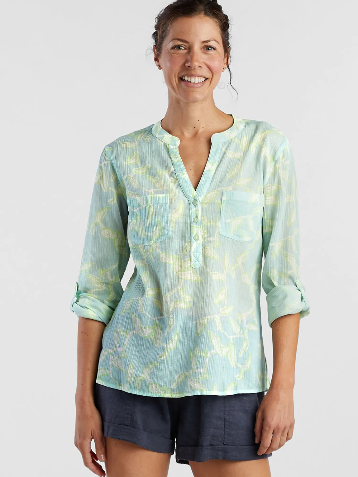 Women Title Nine Swim Cover Ups>Moorea Gauze Long Sleeve Top