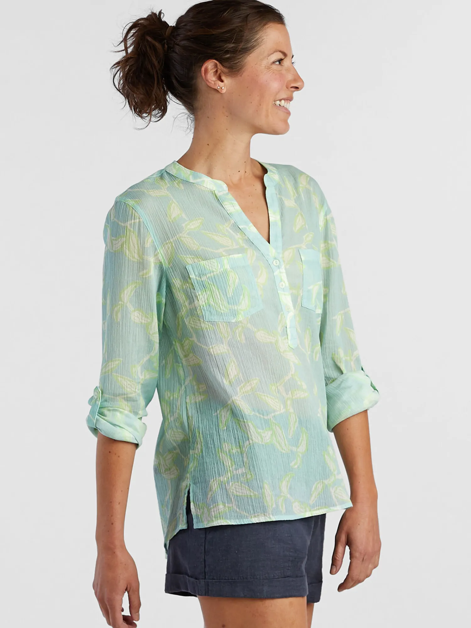 Women Title Nine Swim Cover Ups>Moorea Gauze Long Sleeve Top