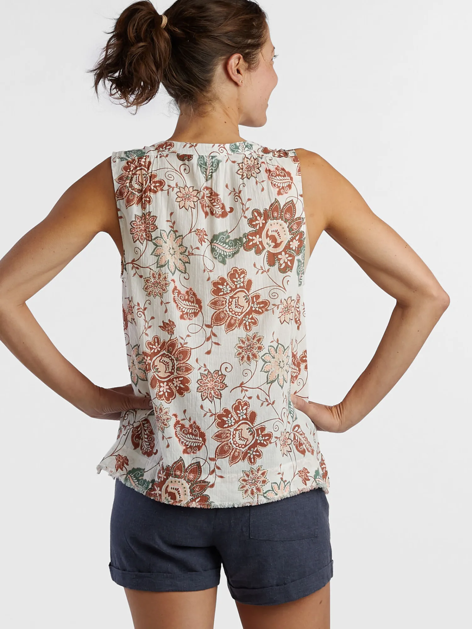 Women Title Nine Swim Cover Ups>Moorea Gauze Sleeveless Top