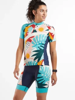Women Title Nine Short Sleeve Tops>Ride Relentless Short Sleeve Cycling Jersey - Oasis