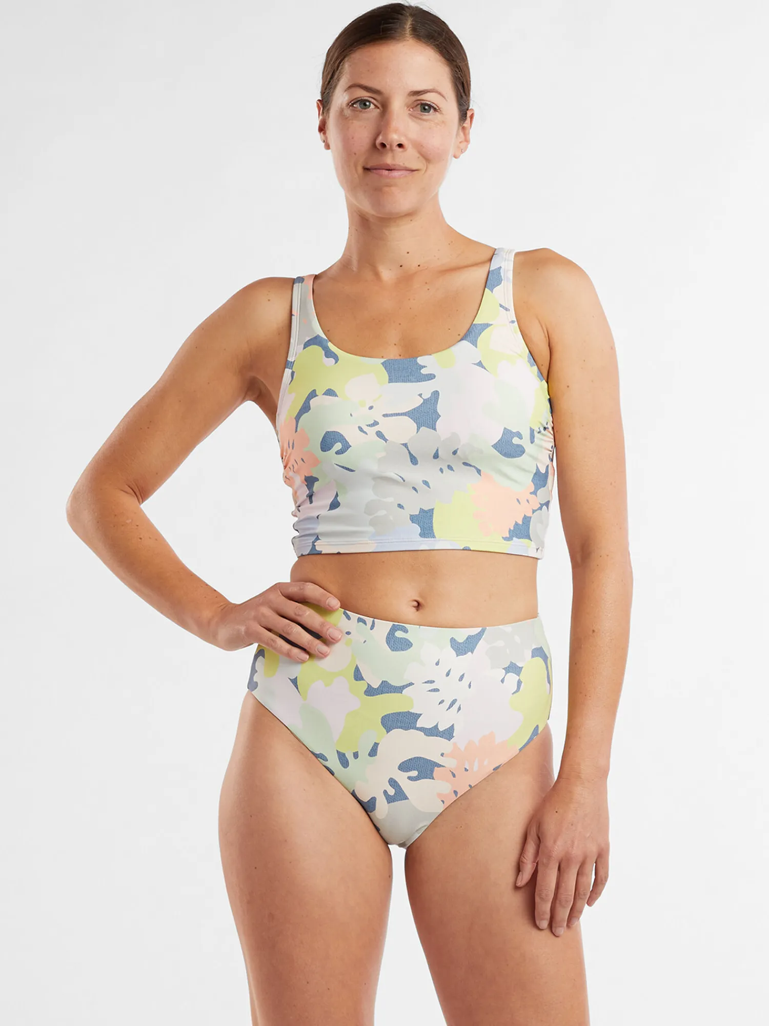 Women Title Nine Bikini Bottoms>Streamline High Waisted Bikini Bottom - Barrier Reef