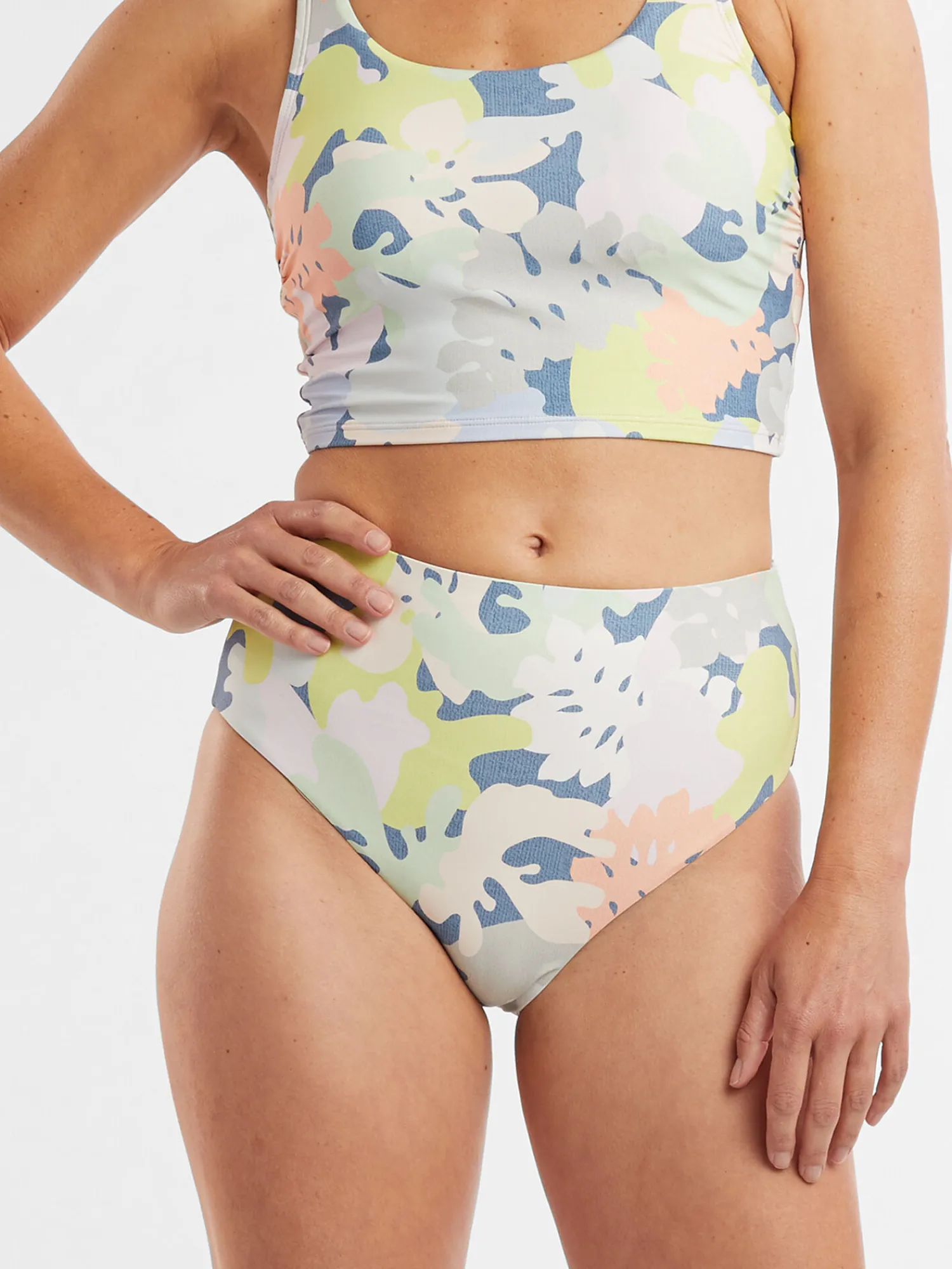 Women Title Nine Bikini Bottoms>Streamline High Waisted Bikini Bottom - Barrier Reef