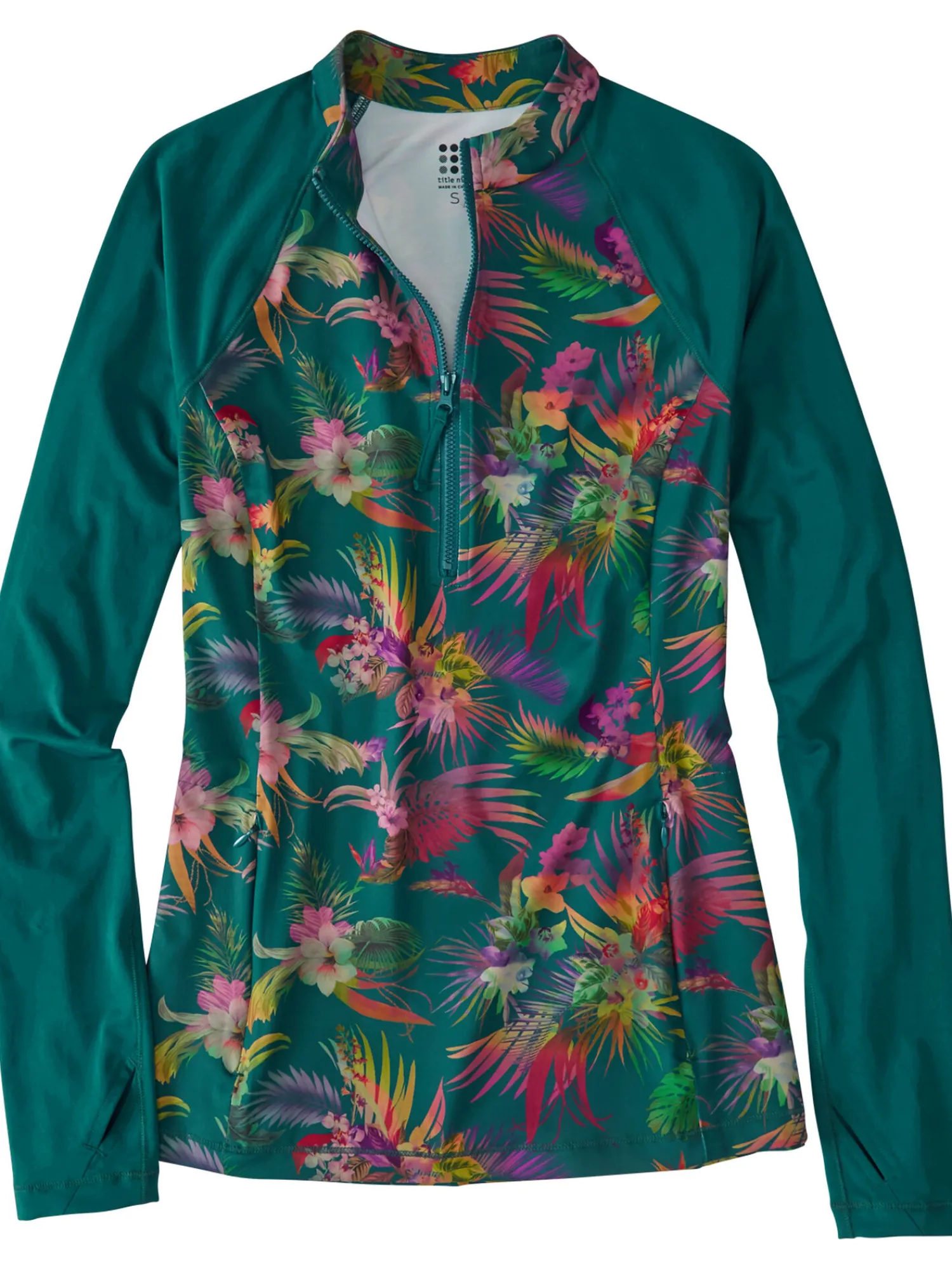 Women Title Nine Rash Guards, Sun Shirts & Swim Shirts>Sunbuster 1/4 Zip Long Sleeve Sun Shirt - Molokai
