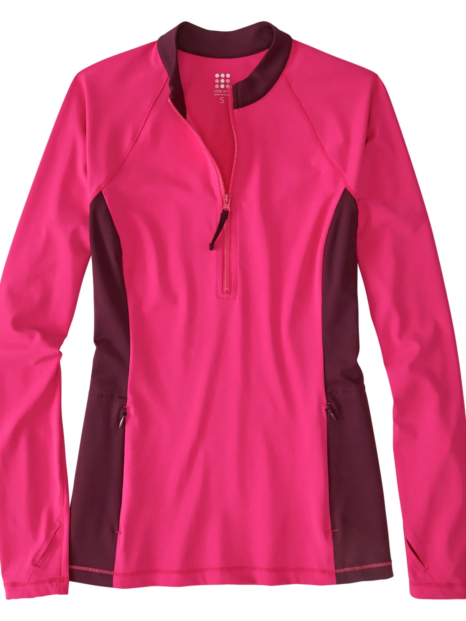 Women Title Nine Rash Guards, Sun Shirts & Swim Shirts>Sunbuster 1/4 Zip Long Sleeve Sun Shirt - Solid