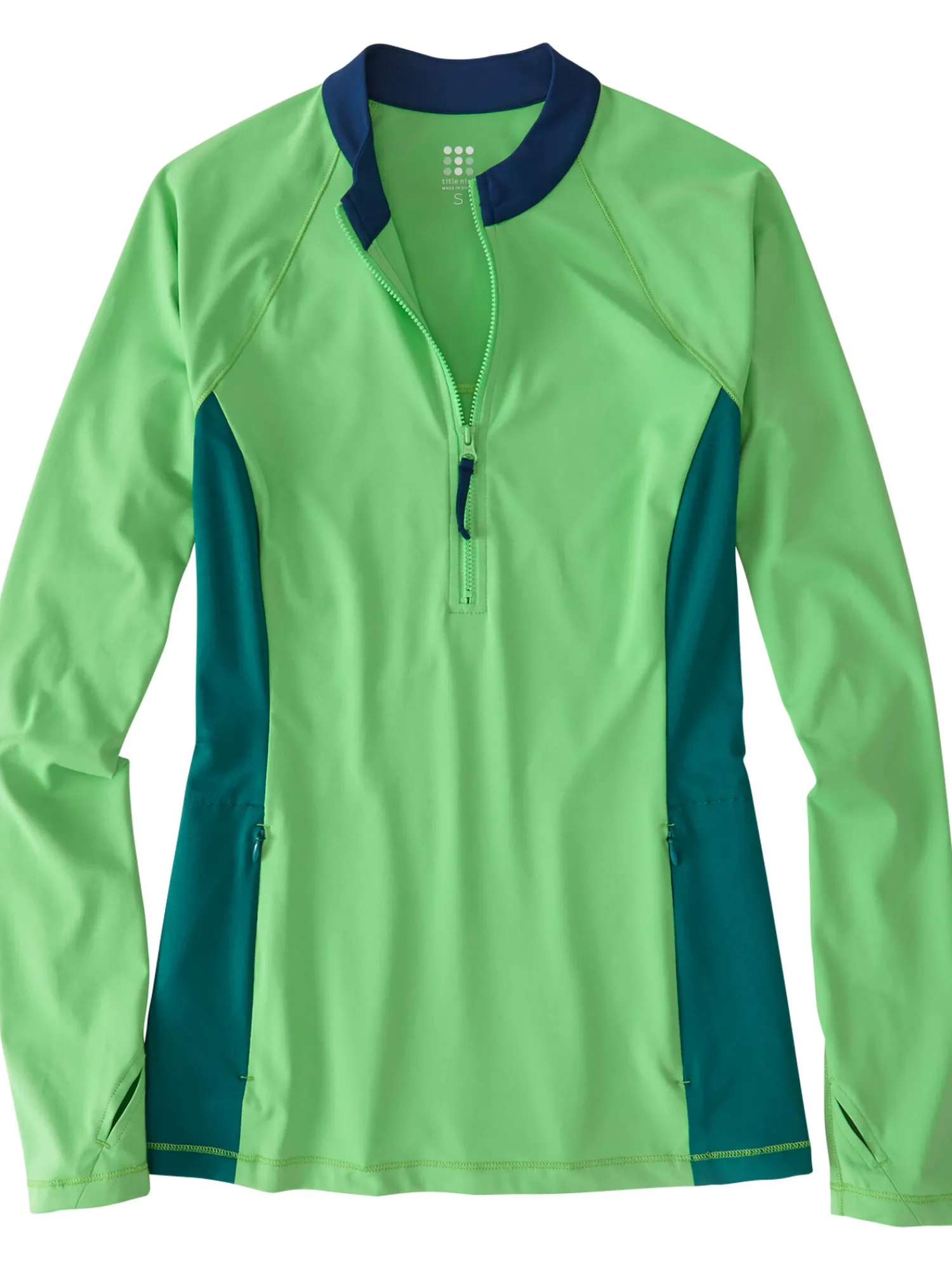 Women Title Nine Swim Cover Ups>Sunbuster 1/4 Zip Long Sleeve Sun Shirt - Solid