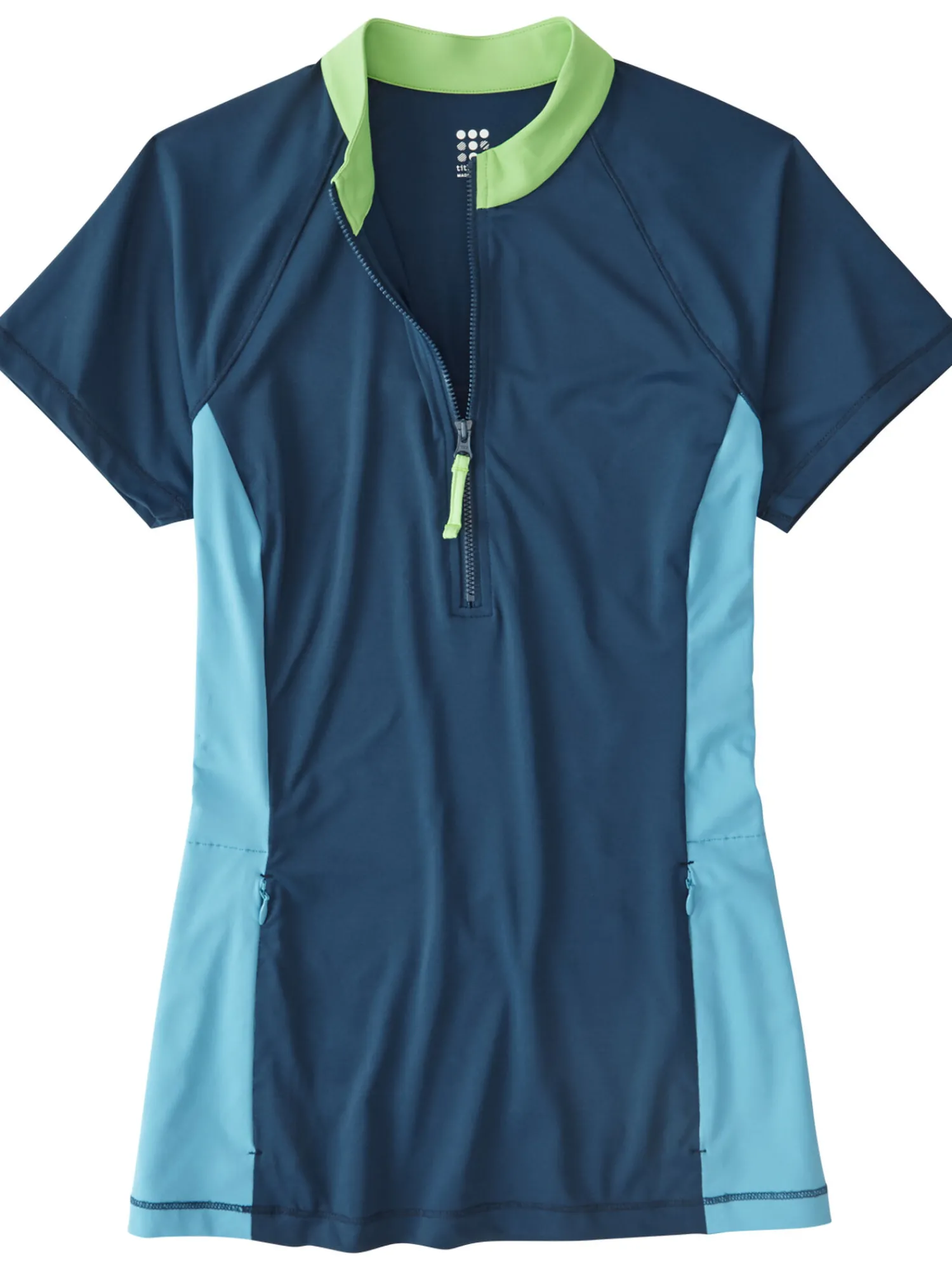 Women Title Nine Swim Cover Ups>Sunbuster 1/2 Zip Short Sleeve Sun Shirt - Solid
