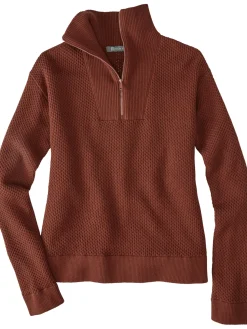 Women Title Nine Long Sleeve Tops>Woolicious Waffle 1/4 Zip Sweater - Solid