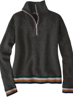 Women Title Nine Long Sleeve Tops>Woolicious Waffle 1/4 Zip Sweater - Stripe